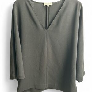 Lafayette 148 Women’s XS Black 3/4 Sleeve Poplin Top Blouse